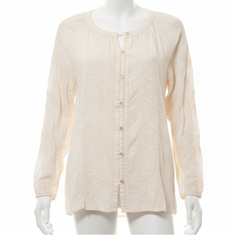 J.Jill 100% Linen Embroidered Blouse – Lightweight & Breezy